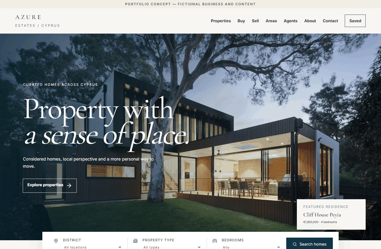AZURE ESTATES desktop homepage preview