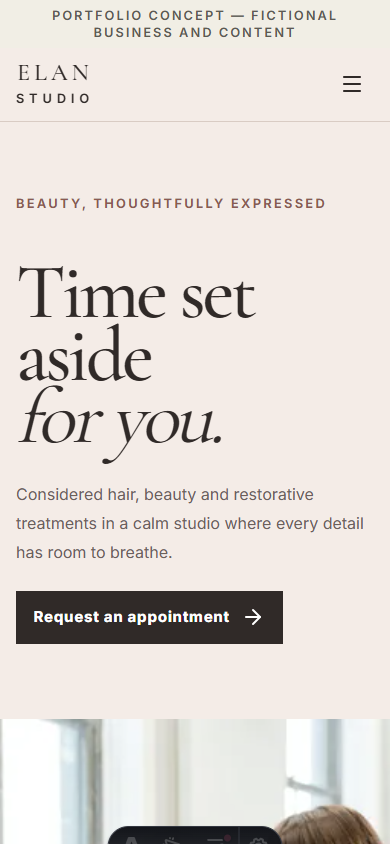 ELAN STUDIO mobile homepage preview